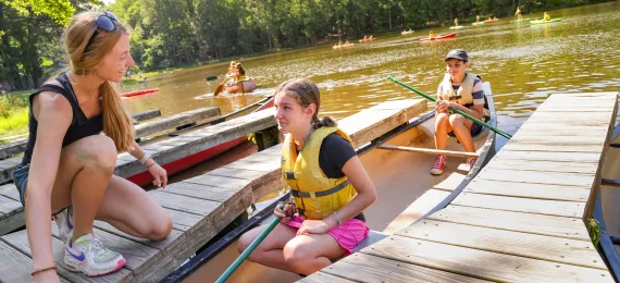 Canoeing on the lake at Camp Kanata