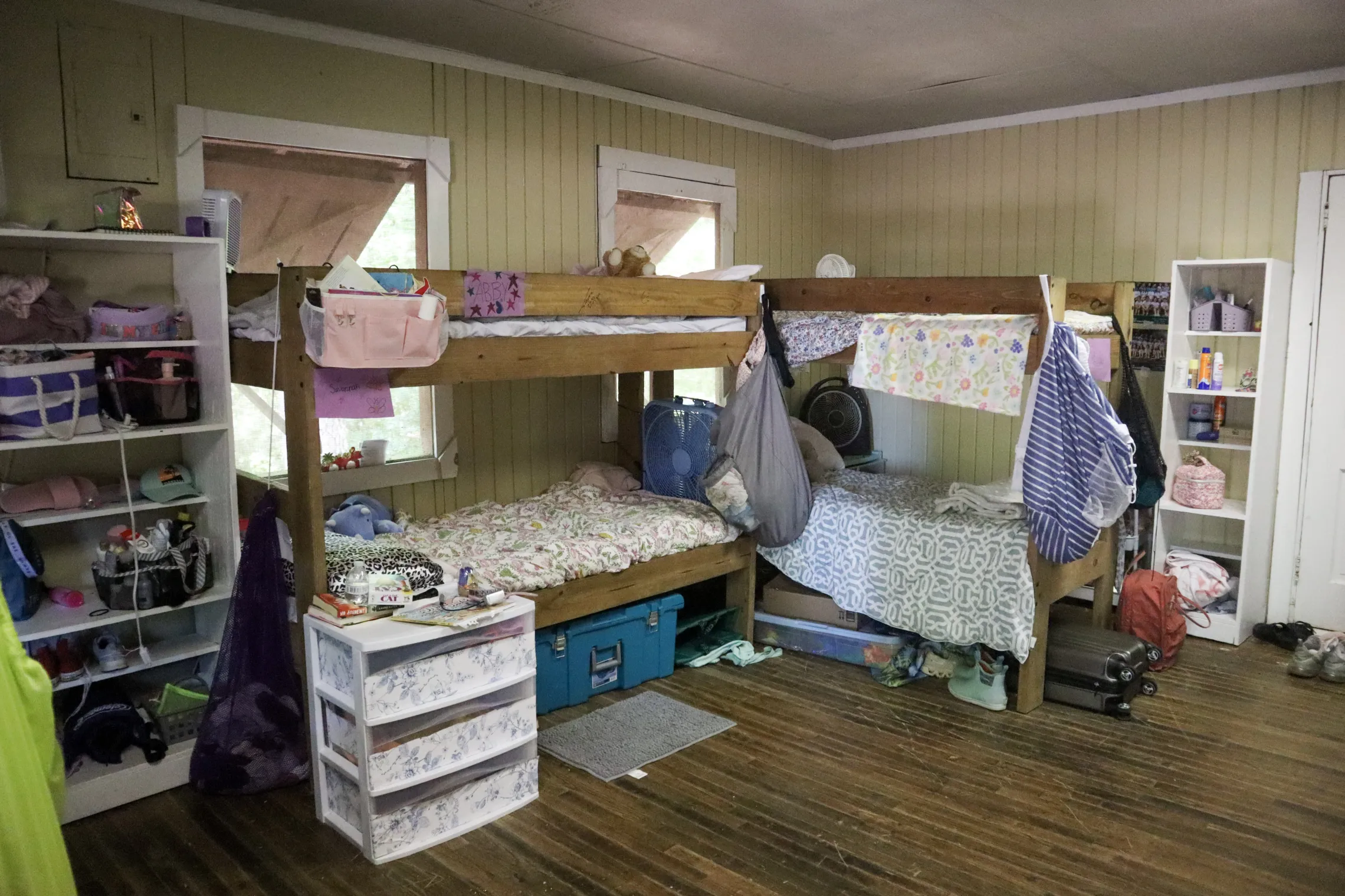 An image of bunks in the Butterfly cabins.