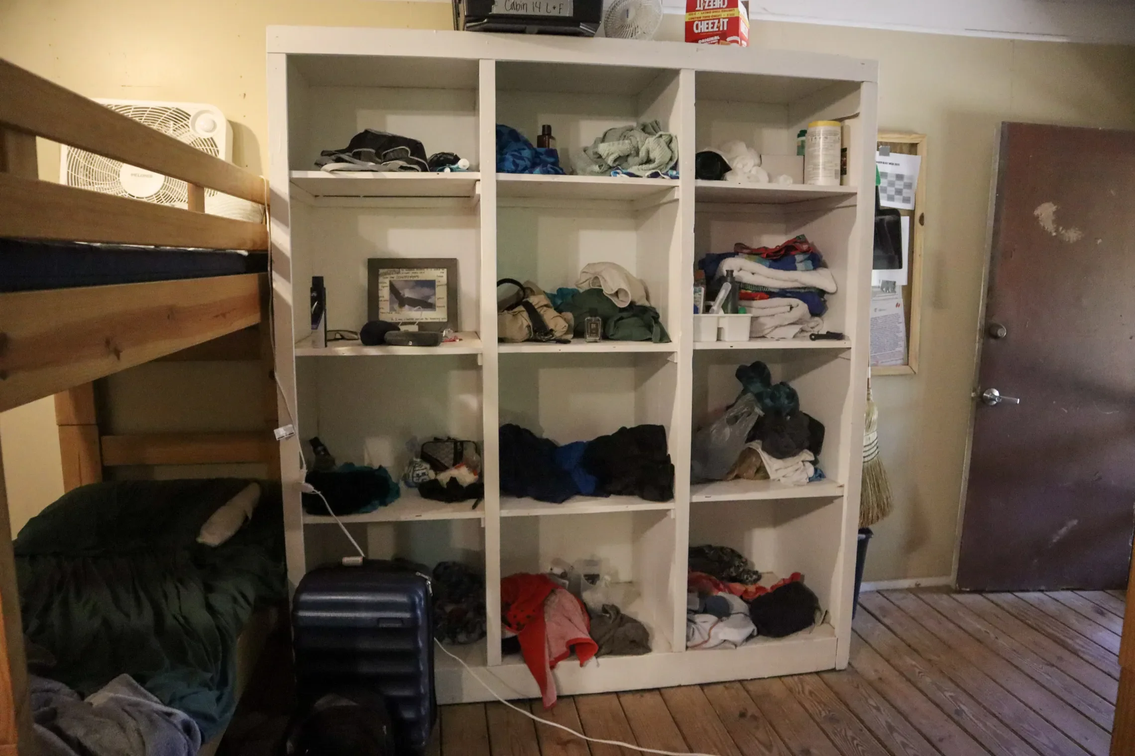 An image of the storage options in the Lower Lake Knights cabins.