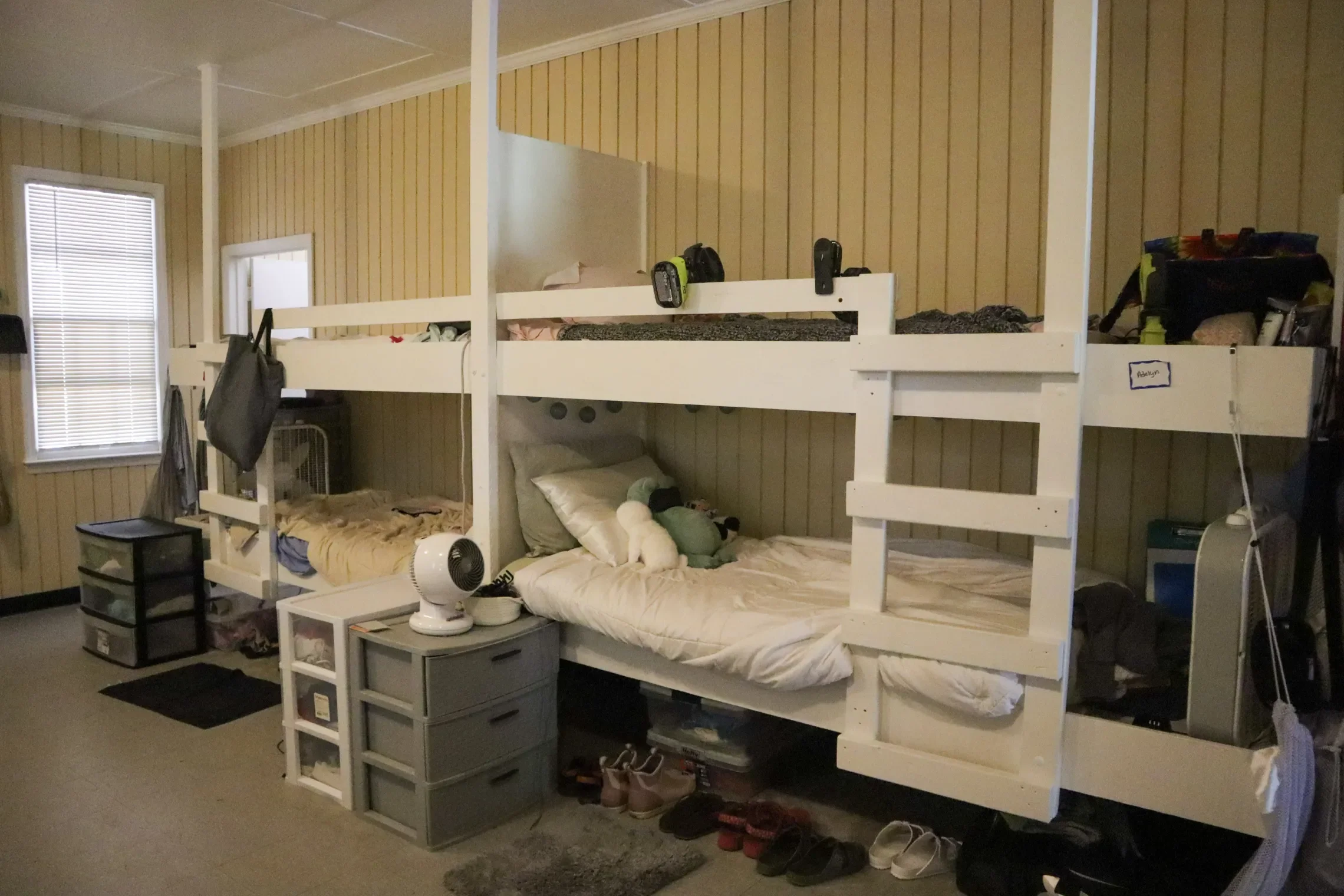 An image of the bunks in the Hilton Angels cabins.