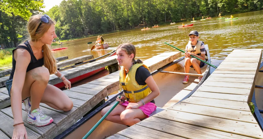 Canoeing on the lake at Camp Kanata